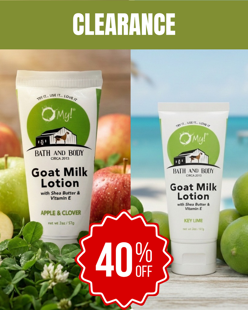 O My! Goat Milk 2oz Traveler Size Lotion | Made with Raw Goat Milk | Shea Butter and Vit E | Free of Parabens & More | Handcrafted in USA