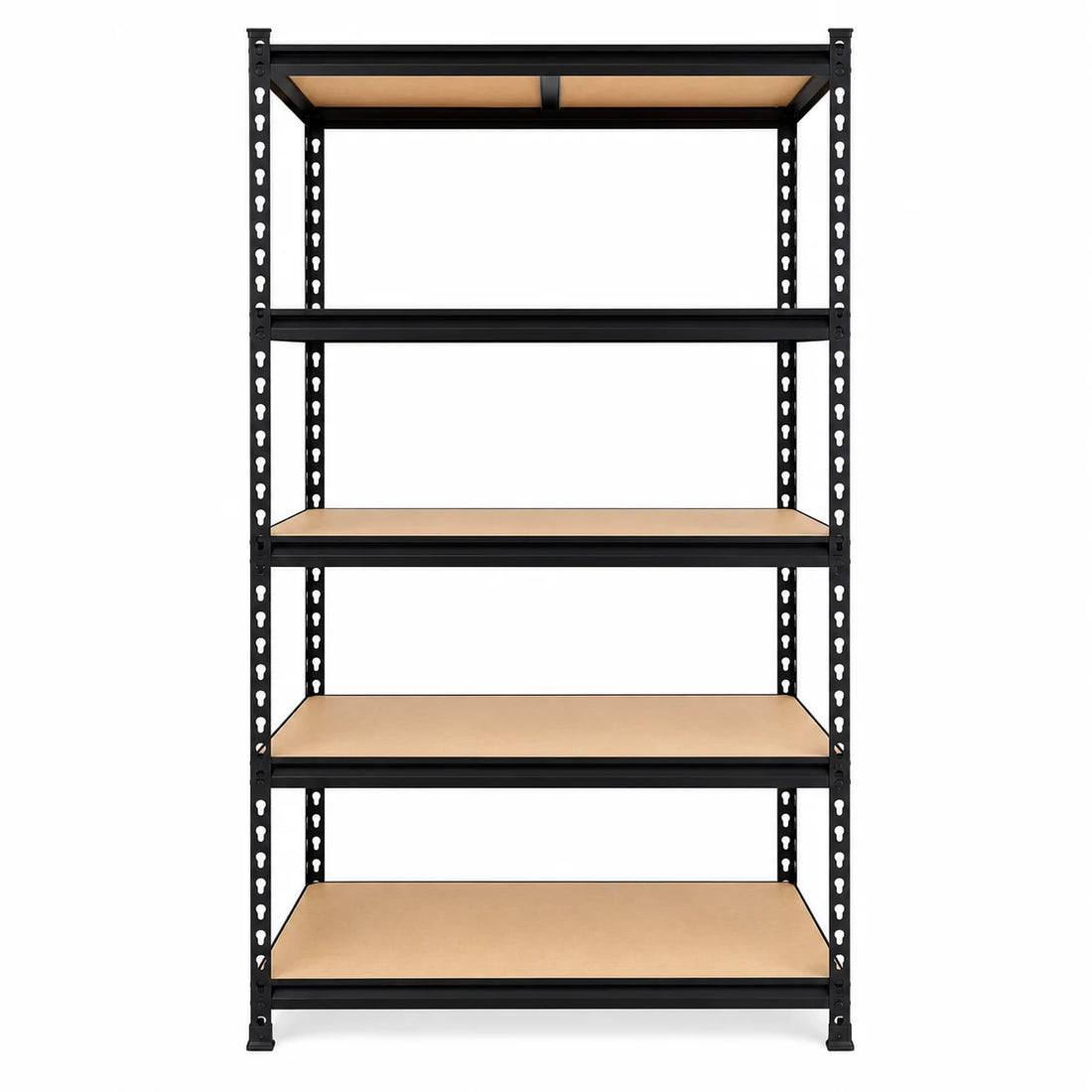 Heavy Duty 5-Tier Metal Shelving Unit with MDF Shelves, Adjustable Boltless Storage Rack Utility Organizer for Garage Basement Pantry