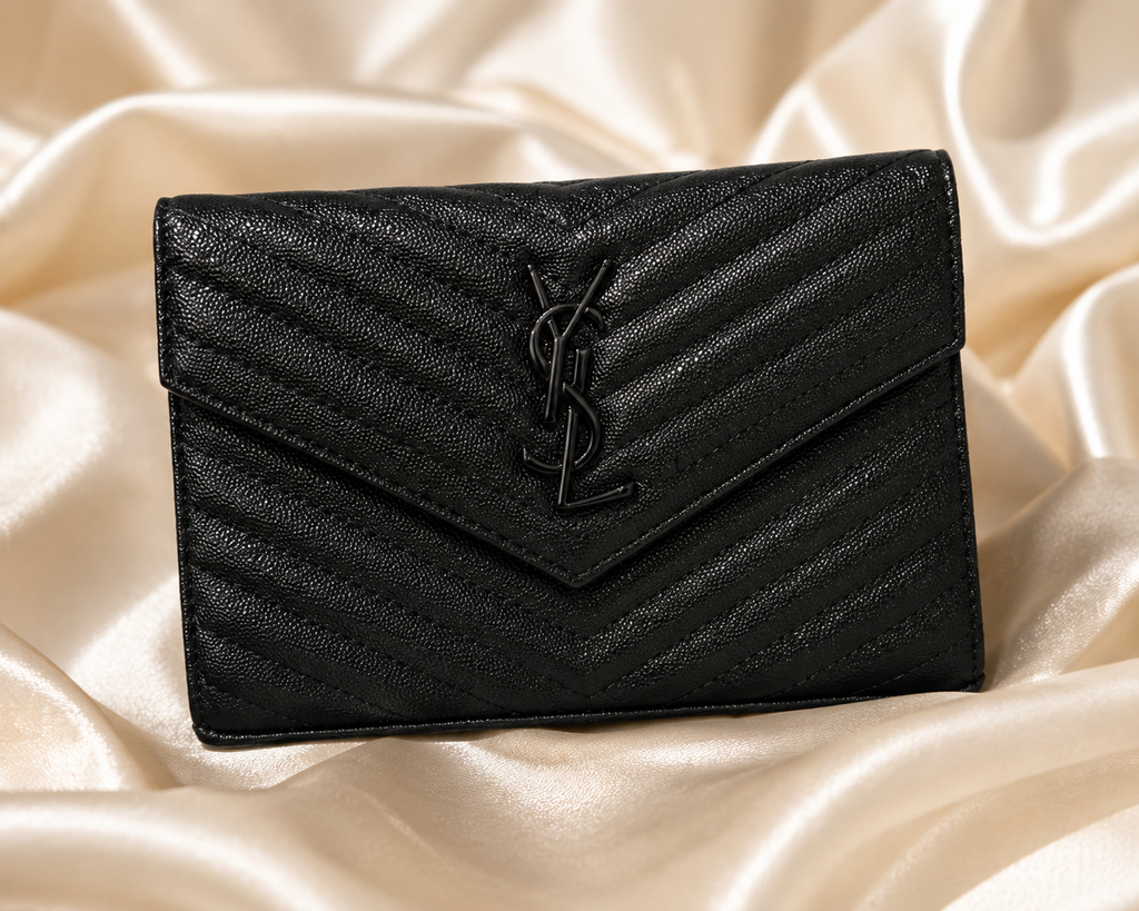 Luxury Black Quilted Chain Crossbody Bag – Women's Elegant Envelope Shoulder Purse