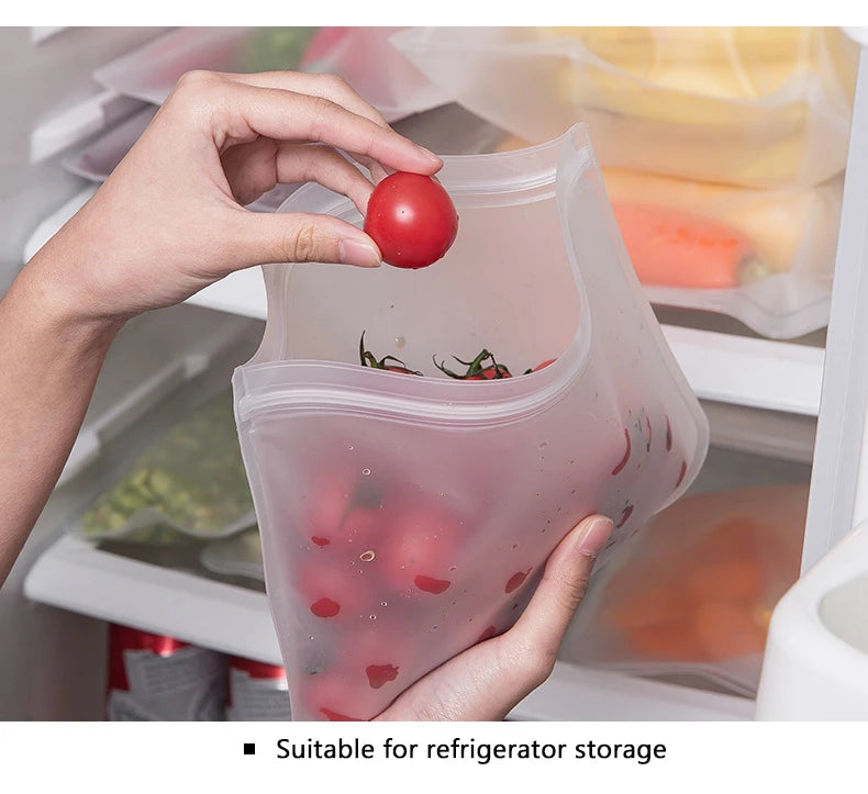Reusable Silicone Food Storage Bags, Stand-Up Design