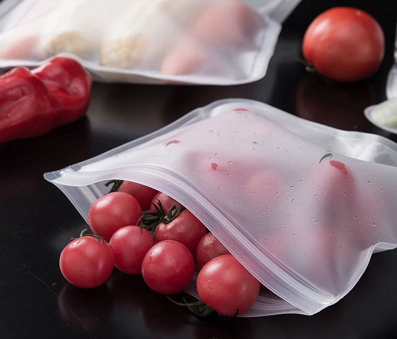 Reusable Silicone Food Storage Bags, Stand-Up Design