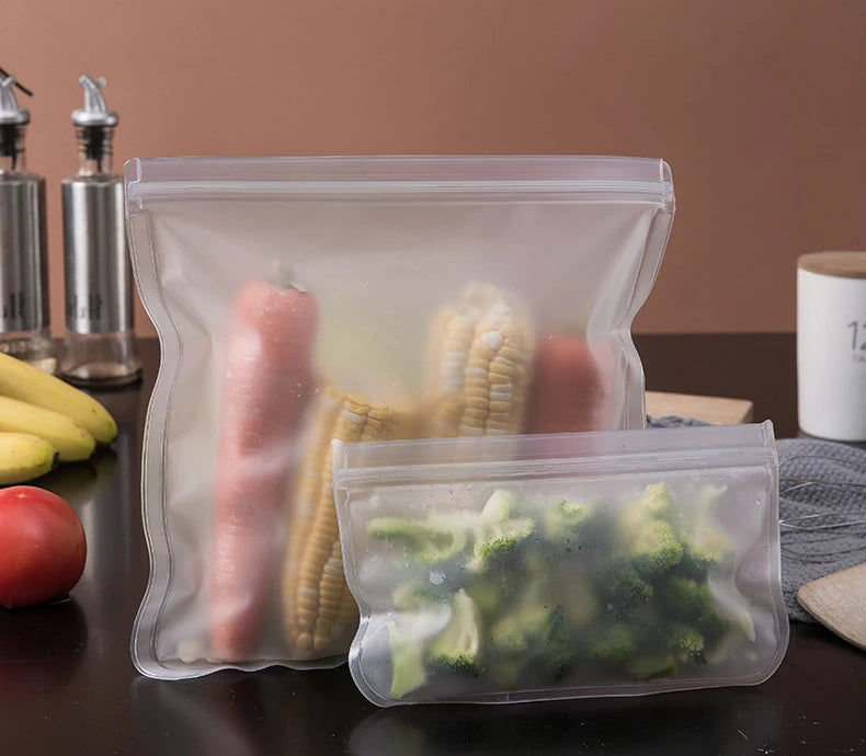 Reusable Silicone Food Storage Bags, Stand-Up Design