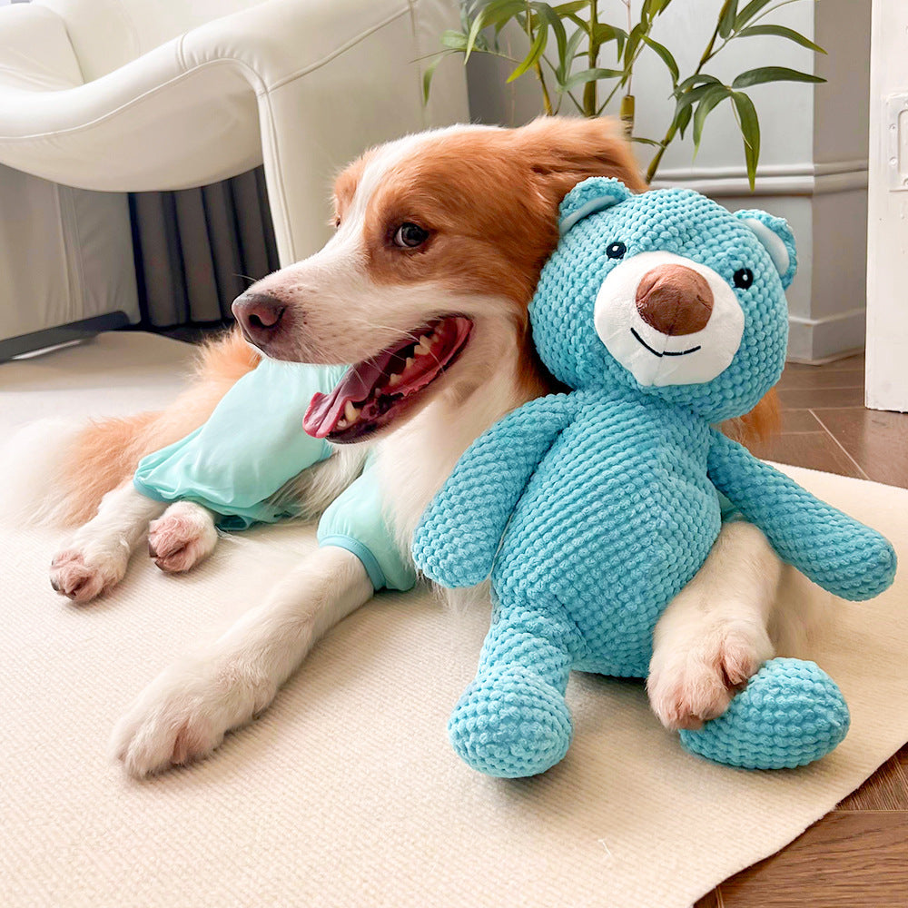 Pet Dog Cat Big Dog Voice Plush Blue Bear Dog Toy Cat Supplies Teddy Fadou Koki Golden Hair