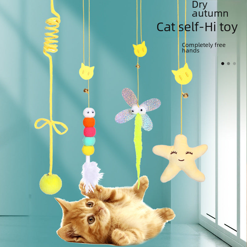 Hanging Cat Toy, Bite-Resistant Teasing Stick, Catnip, Cat Self-Entertainment Feather Toy, Kitten Pet Supplies, Bite-Resistant