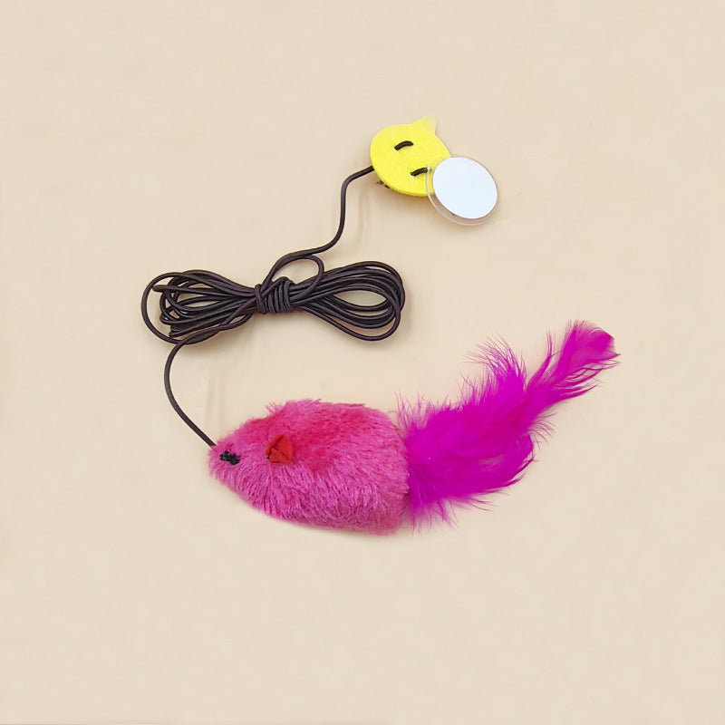 Cat Toy Simulation Squeaky Mouse with Smart Sensor Sound Plush Mouse Self-Entertainment Boredom-Relief Teasing Cat Stick Pet Toy