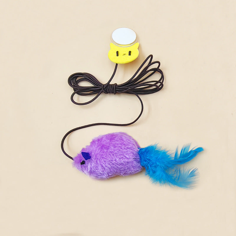 Cat Toy Simulation Squeaky Mouse with Smart Sensor Sound Plush Mouse Self-Entertainment Boredom-Relief Teasing Cat Stick Pet Toy
