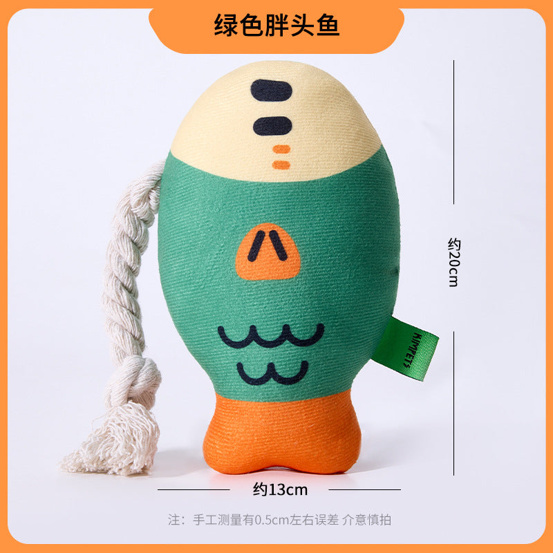New Sounding Dog Toy Simulates Fat-Headed Fish, Grinds Teeth and Cleans Teeth, Self-Pleasure and Relieves Boredom, Cotton Rope Pet Toy Cross-Border Wholesale