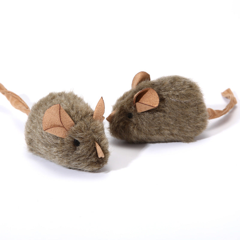 Cat Toy Simulation Squeaky Mouse with Smart Sensor Sound Plush Mouse Self-Entertainment Boredom-Relief Teasing Cat Stick Pet Toy