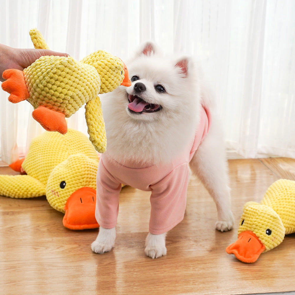 Cat Yellow Duck Dog Toy Plush Bite-Resistant Molar Sound Cat Boredom Relief Artifact Golden Retriever Dog Pet Supplies