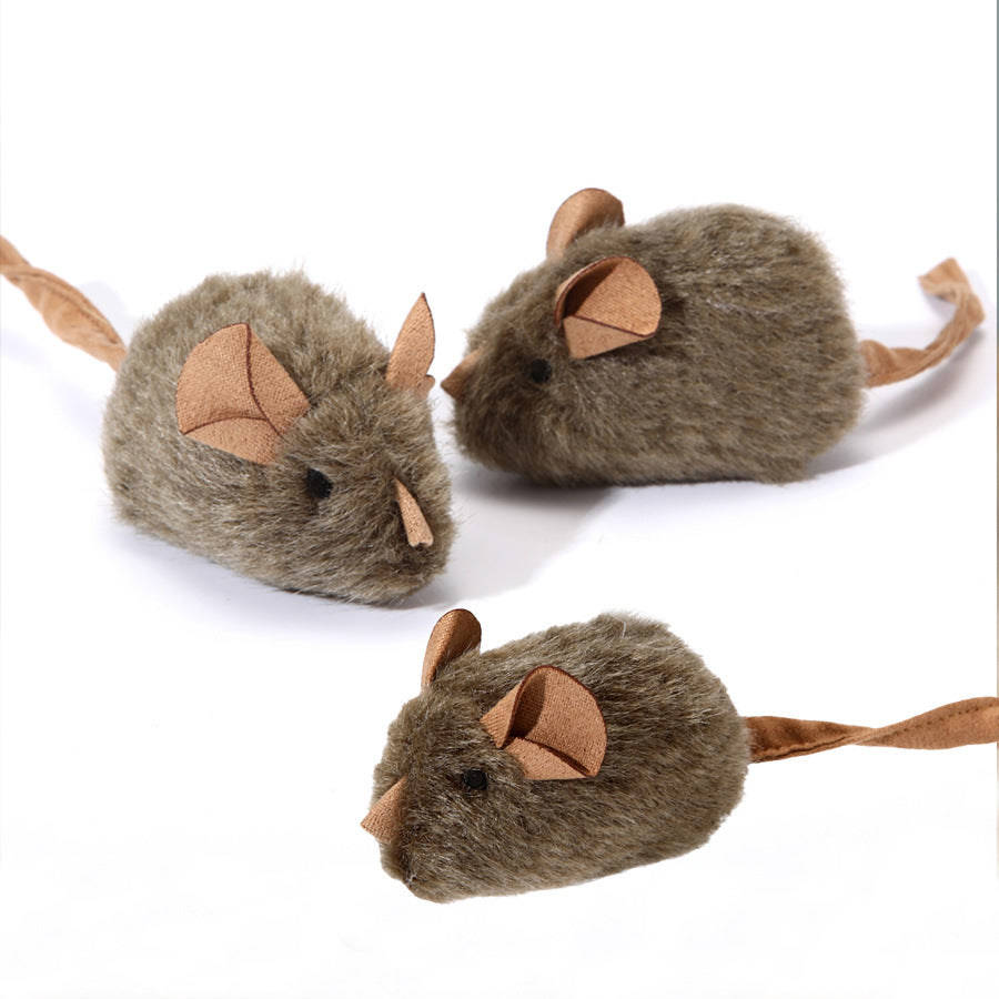Cat Toy Simulation Squeaky Mouse with Smart Sensor Sound Plush Mouse Self-Entertainment Boredom-Relief Teasing Cat Stick Pet Toy