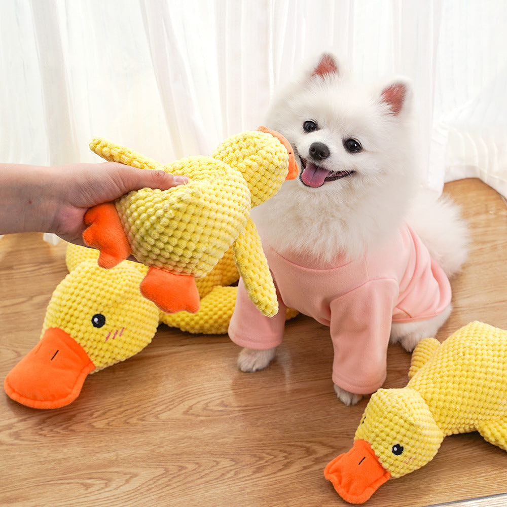 Cat Yellow Duck Dog Toy Plush Bite-Resistant Molar Sound Cat Boredom Relief Artifact Golden Retriever Dog Pet Supplies