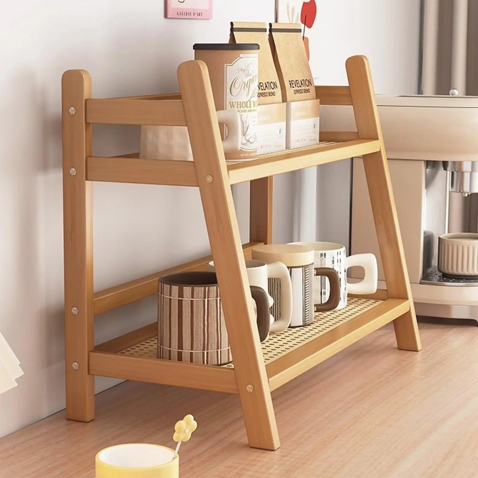 2-Tier Wicker-Look Coffee Station Organizer