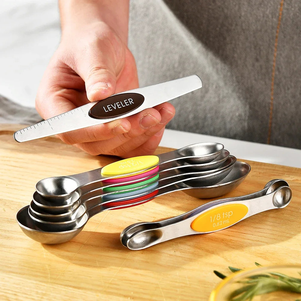 8-Piece Magnetic Stainless Steel Measuring Spoons