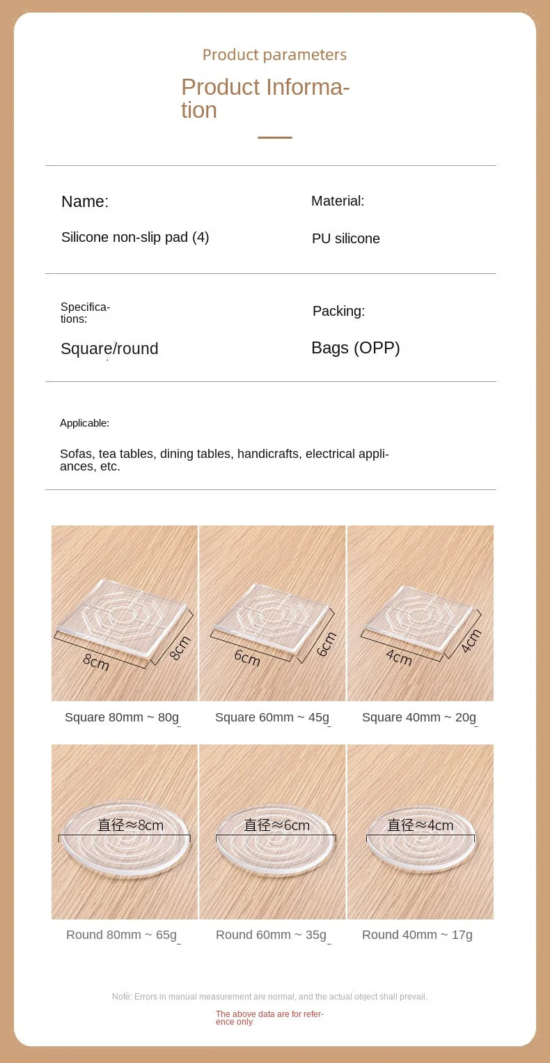 4-Piece Transparent Silicone Furniture Floor Protectors