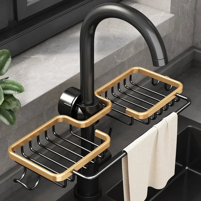 Aluminum Sink Caddy with Faucet Holder