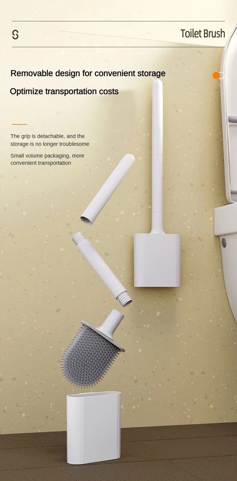 Flexible Silicone Toilet Brush with Holder