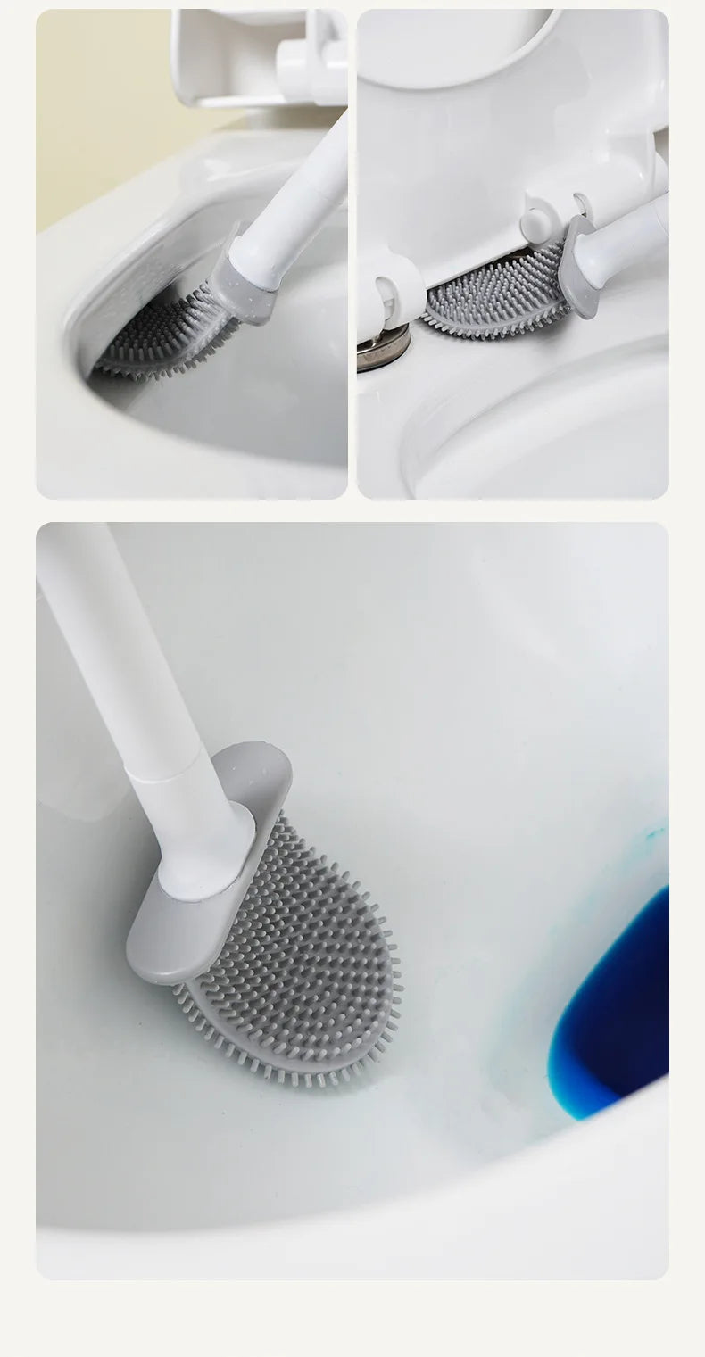 Flexible Silicone Toilet Brush with Holder