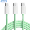 3PCS 6FT 60W Nylon Braided Fast Charge Cable Suitable For Type-C Interface Mobile Phone,laptops And All Kinds Of Tablets