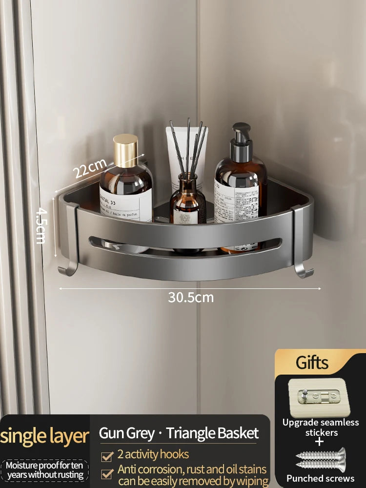 No-Drill Aluminum Bathroom Shower Shelf