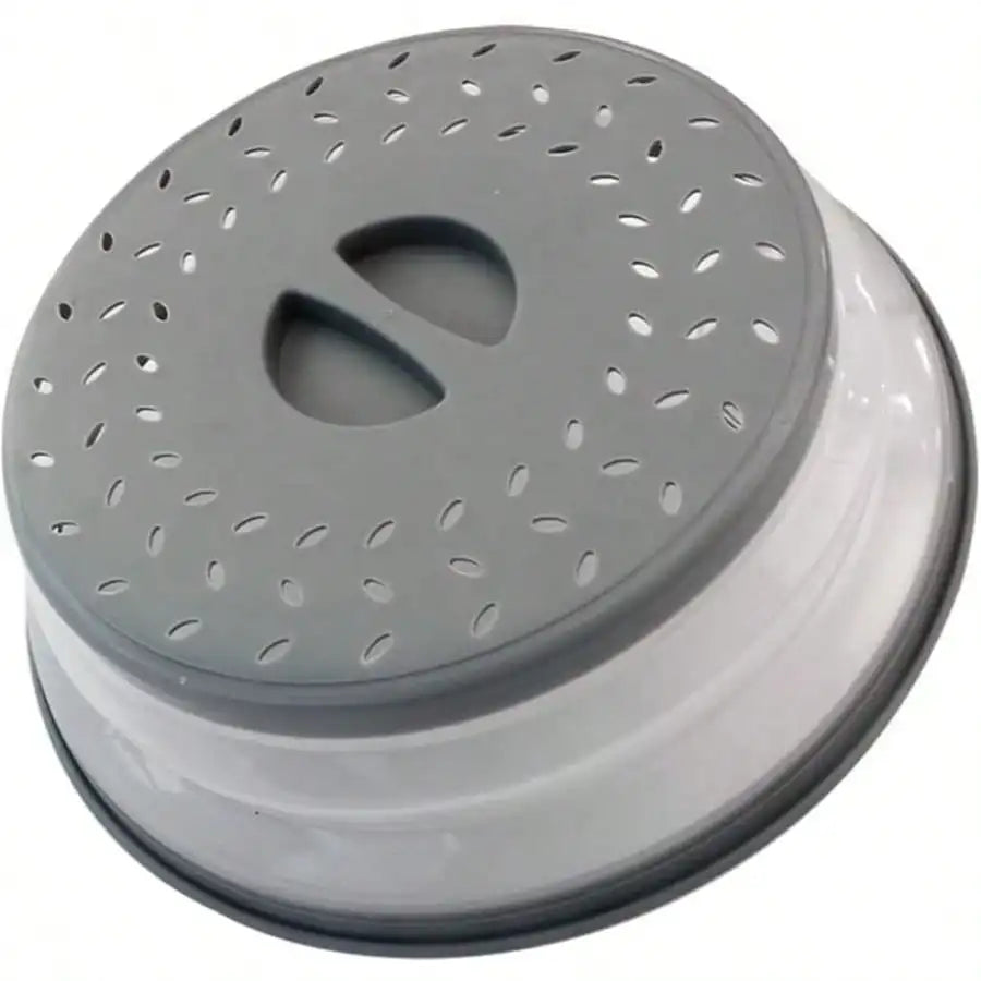 2 In 1 Microwave Splatter Coverwith Tray, Vented Collapsible Microwave Cover For Food, Vented Silicone Splatter Guard Lid - Vegetable Fruit Colander