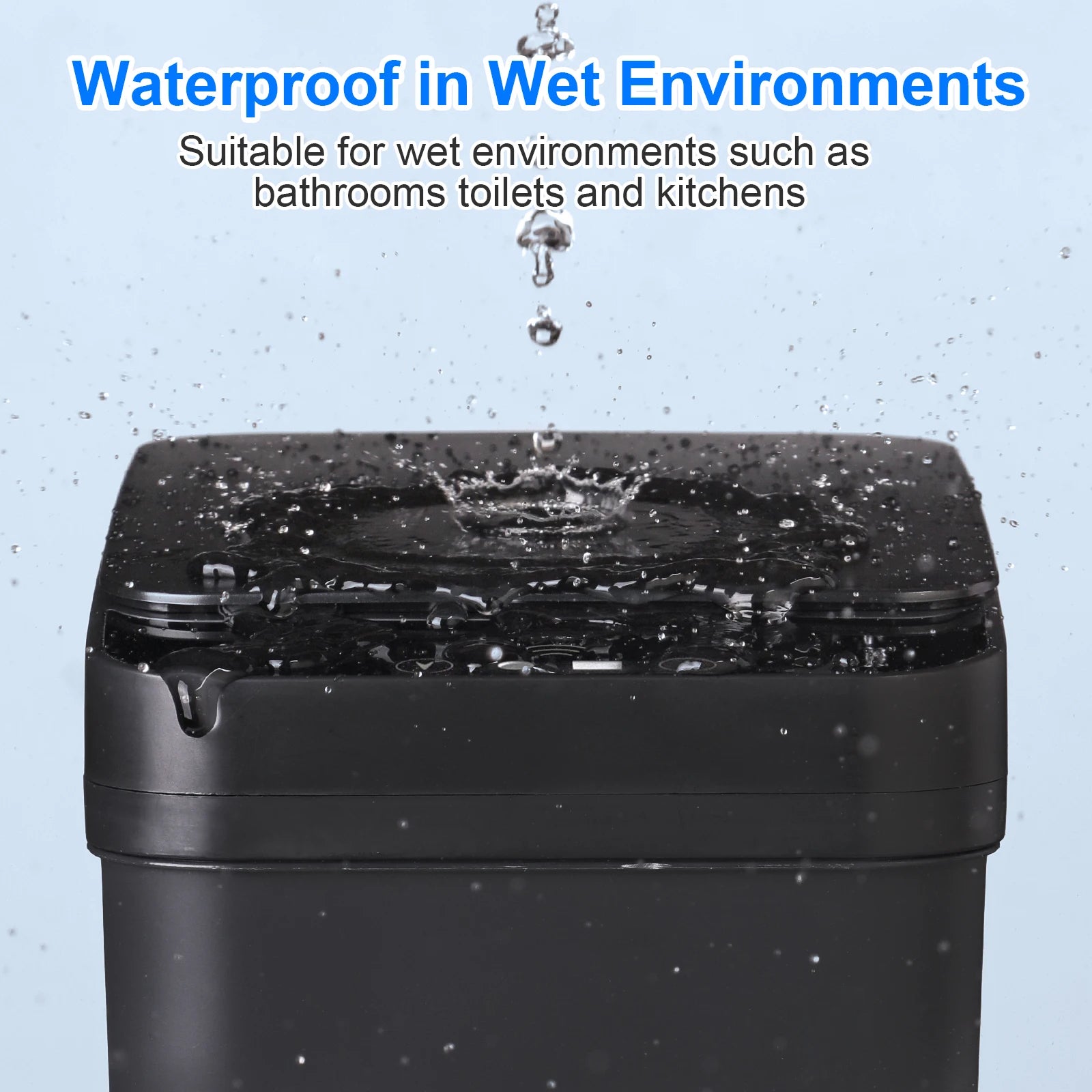 2 Pack 12L Bathroom Automatic Trash Can Touchless Motion Sensor Slim Garbage Can Lid for Bedroom Living Room Office Black