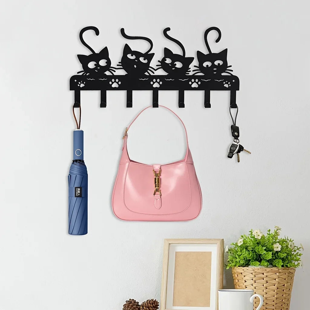 Black Cat Iron Wall Key Holder