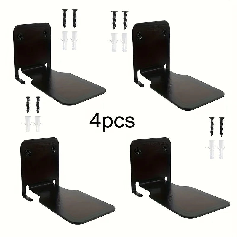 4-Piece Matte Black Metal Floating Shelves