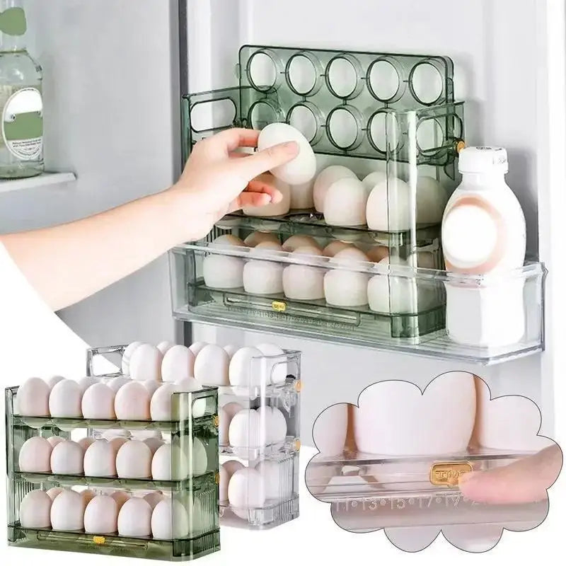 30/12 Grids Eggs Storage Box Rotating Eggs Refrigerator Organizer Food Containers Eggs Case Holder Dispenser Kitchen Storage Box