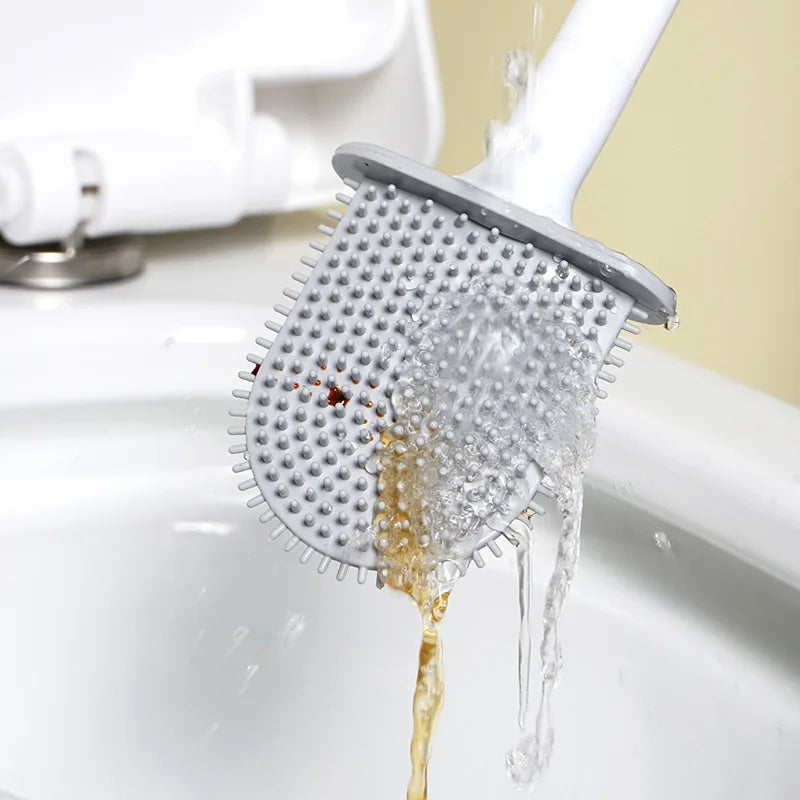 Flexible Silicone Toilet Brush with Holder