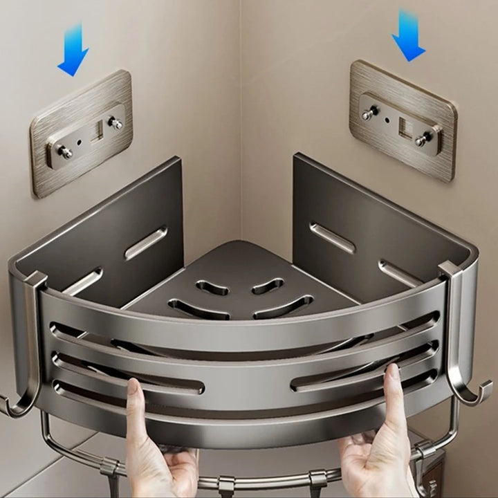 No-Drill Aluminum Bathroom Shower Shelf