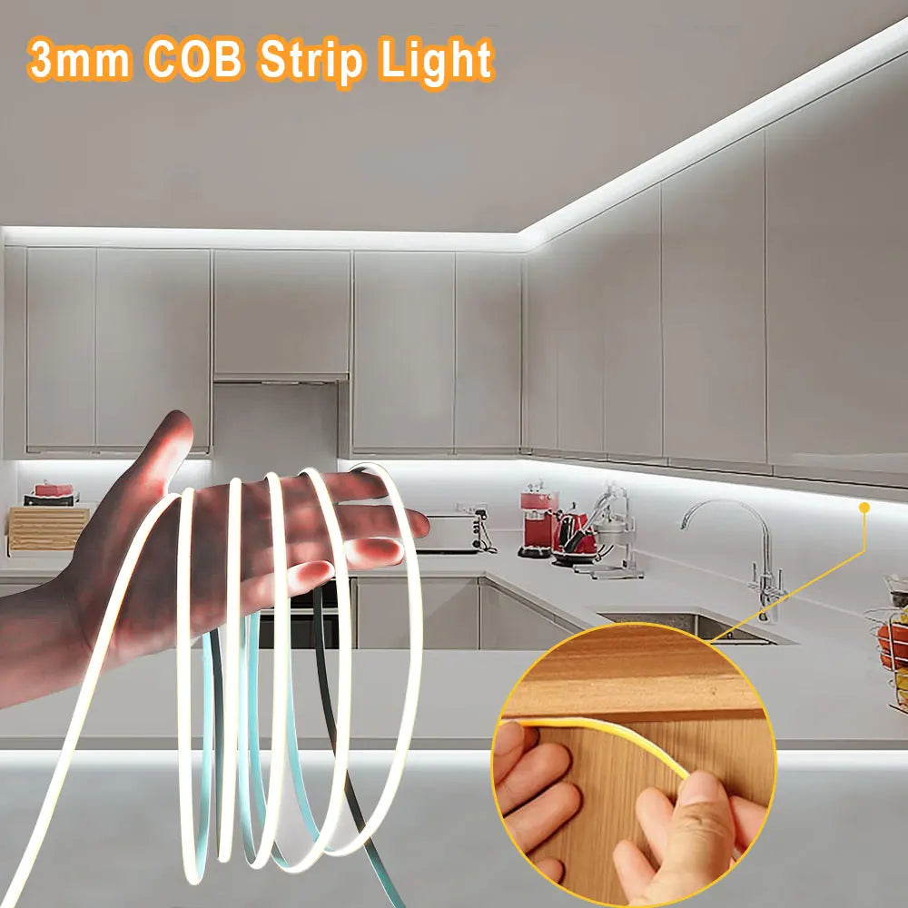 Flexible 3mm COB LED Strip Light