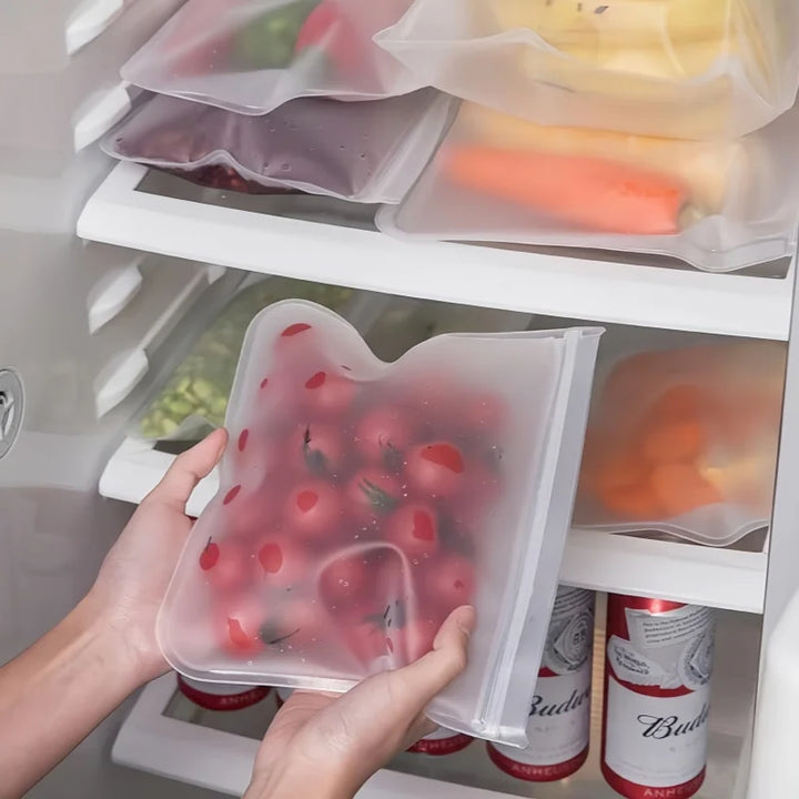 Reusable Silicone Food Storage Bags, Stand-Up Design