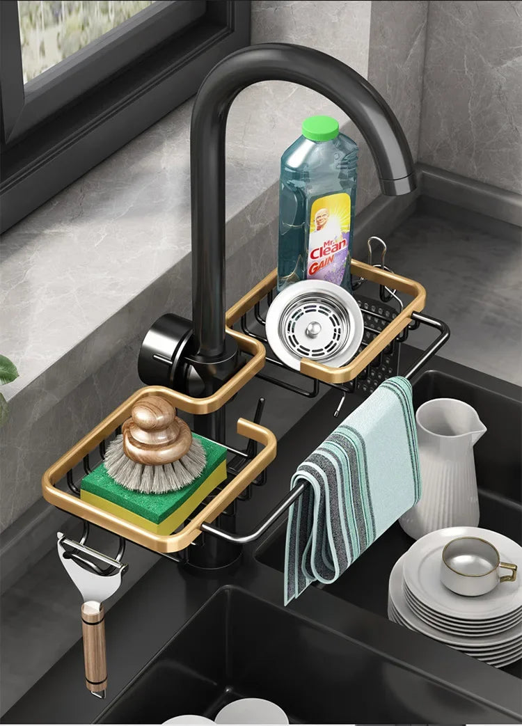 Aluminum Sink Caddy with Faucet Holder