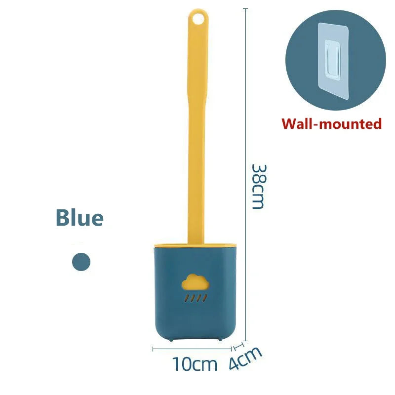 Flat-Head Silicone Toilet Brush with Holder