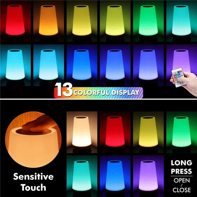 13-Color RGB Rechargeable Night Light with Remote