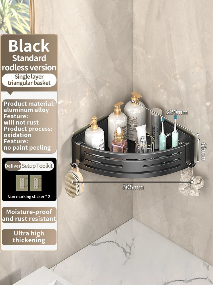 No-Drill Aluminum Bathroom Shower Shelf