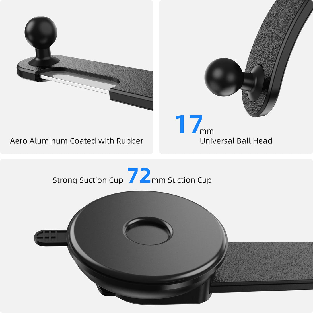 Accessories: Suction Cup Car Phone Bracket 17mm Universal Ball Telescopic Arm Foldable