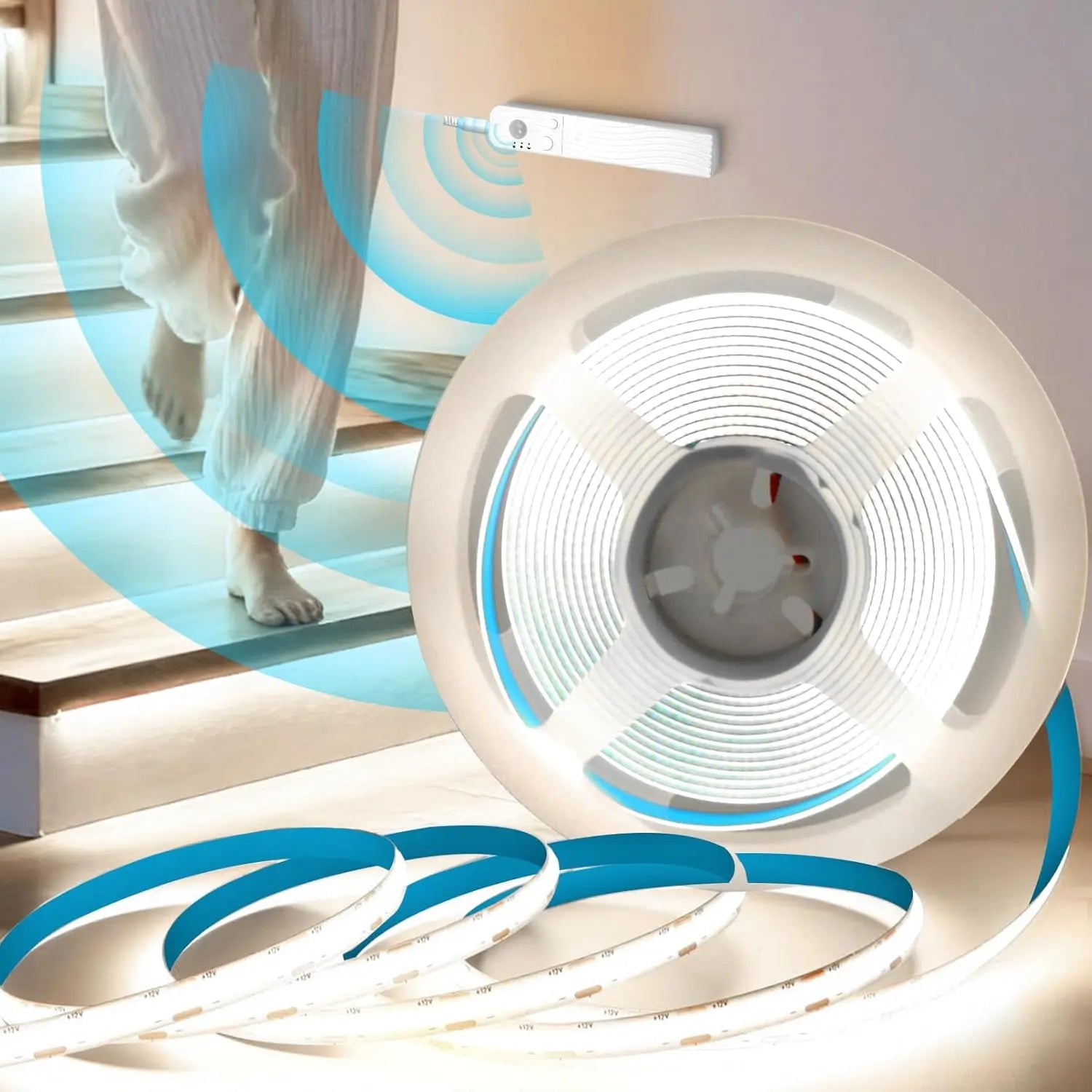 Battery-Powered Motion Sensor COB LED Strip Light