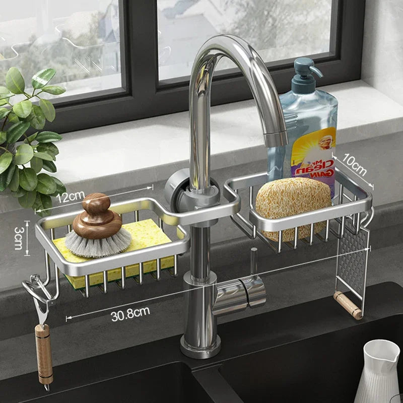 Aluminum Sink Caddy with Faucet Holder
