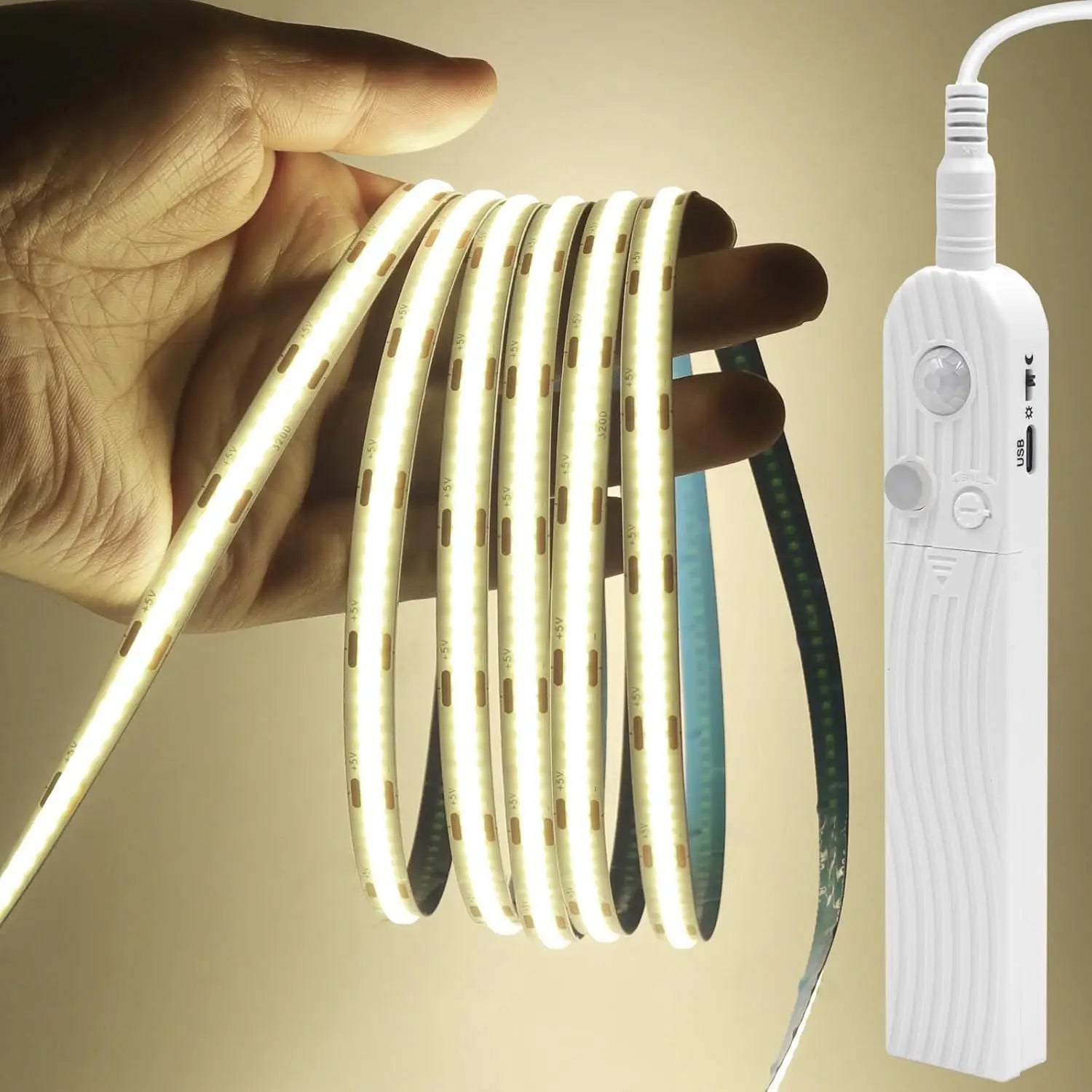 Battery-Powered Motion Sensor COB LED Strip Light