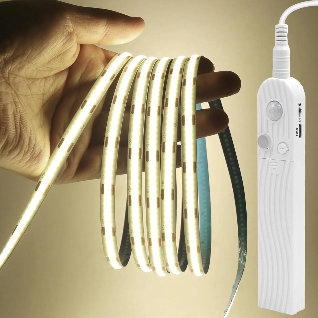 Battery-Powered Motion Sensor COB LED Strip Light