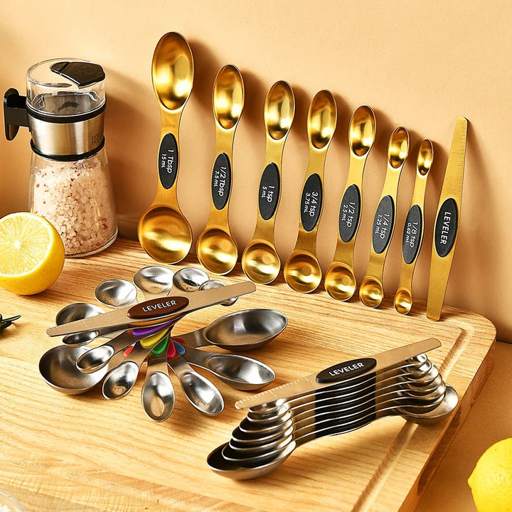 8-Piece Magnetic Stainless Steel Measuring Spoons