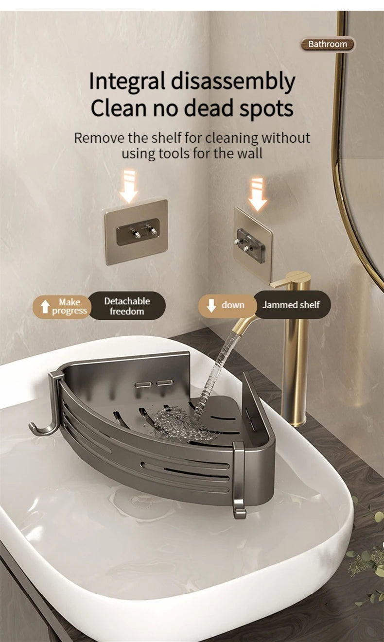 No-Drill Aluminum Bathroom Shower Shelf