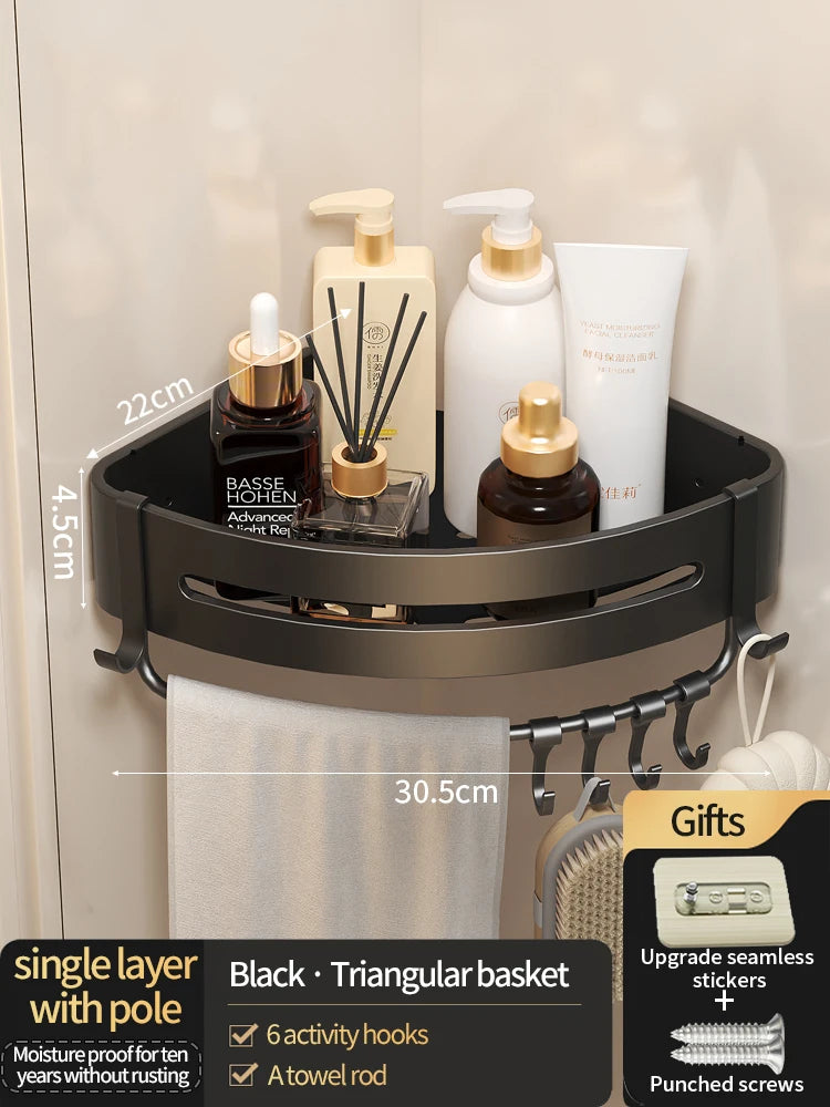 No-Drill Aluminum Bathroom Shower Shelf