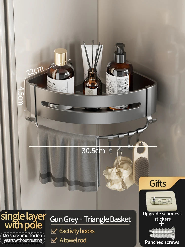 No-Drill Aluminum Bathroom Shower Shelf