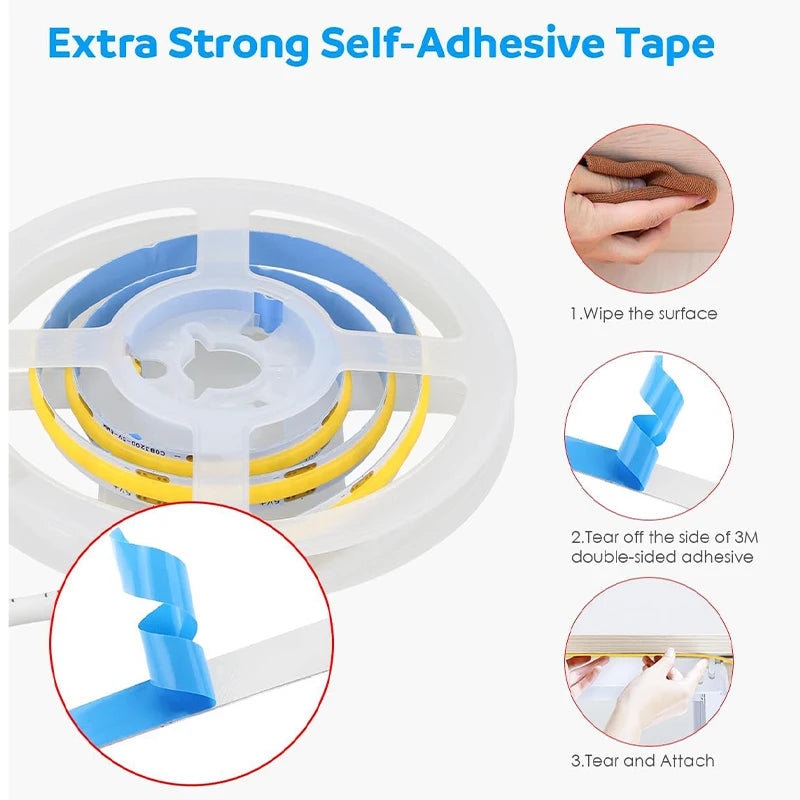 Battery-Powered Motion Sensor COB LED Strip Light