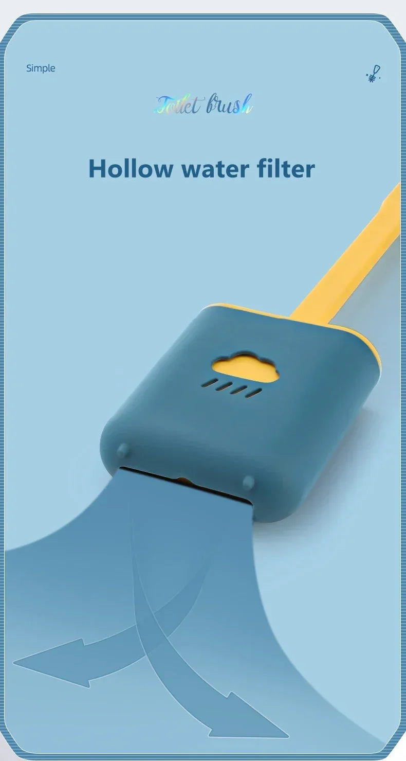 Flat-Head Silicone Toilet Brush with Holder