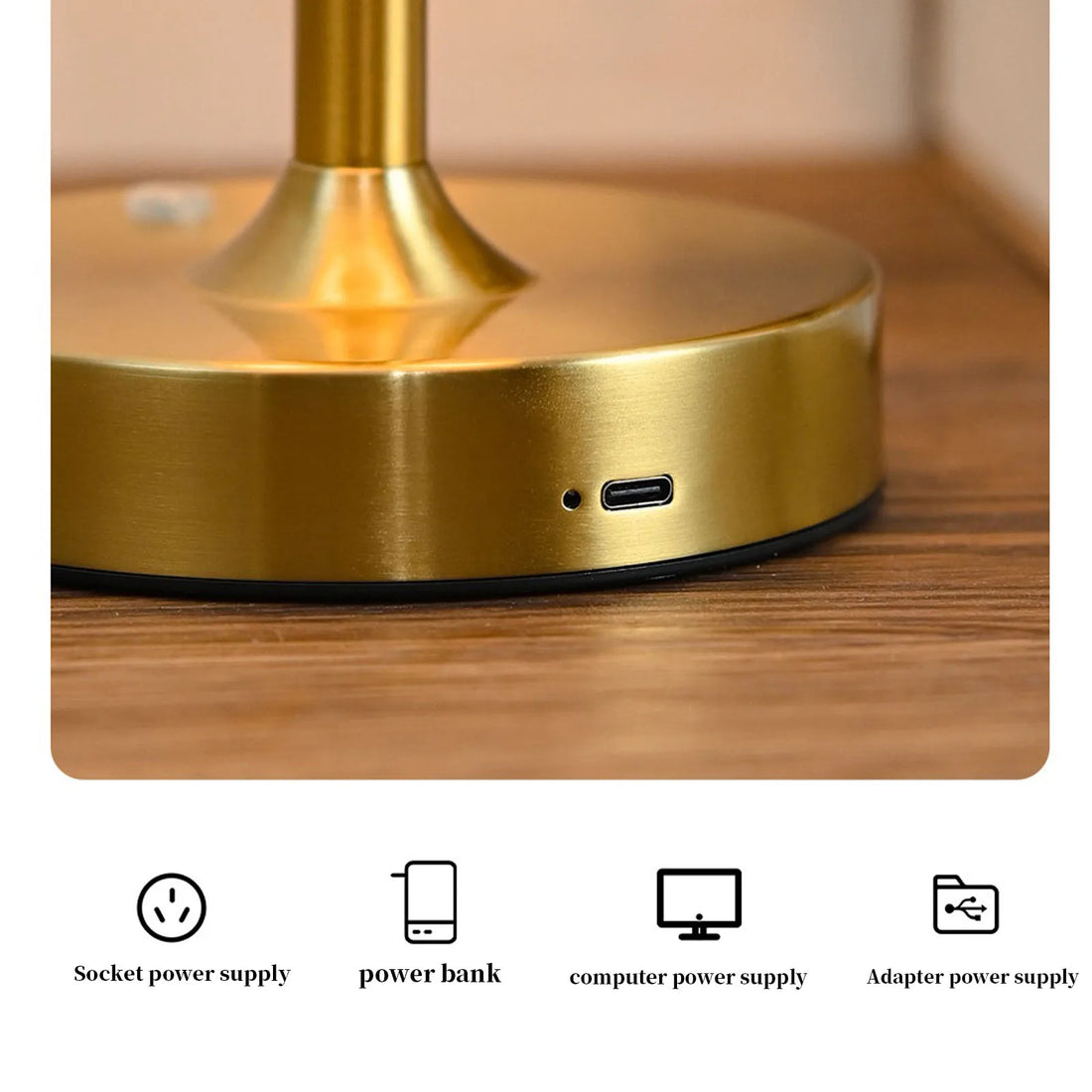 Rechargeable Touch Table Lamp with Dimmable Fabric Shade
