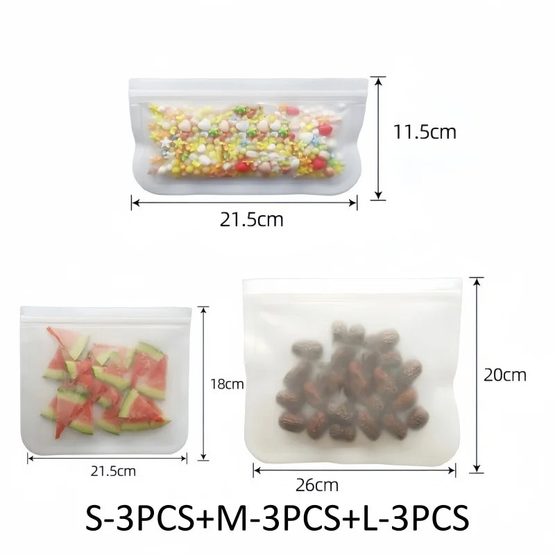Reusable Silicone Food Storage Bags, Stand-Up Design