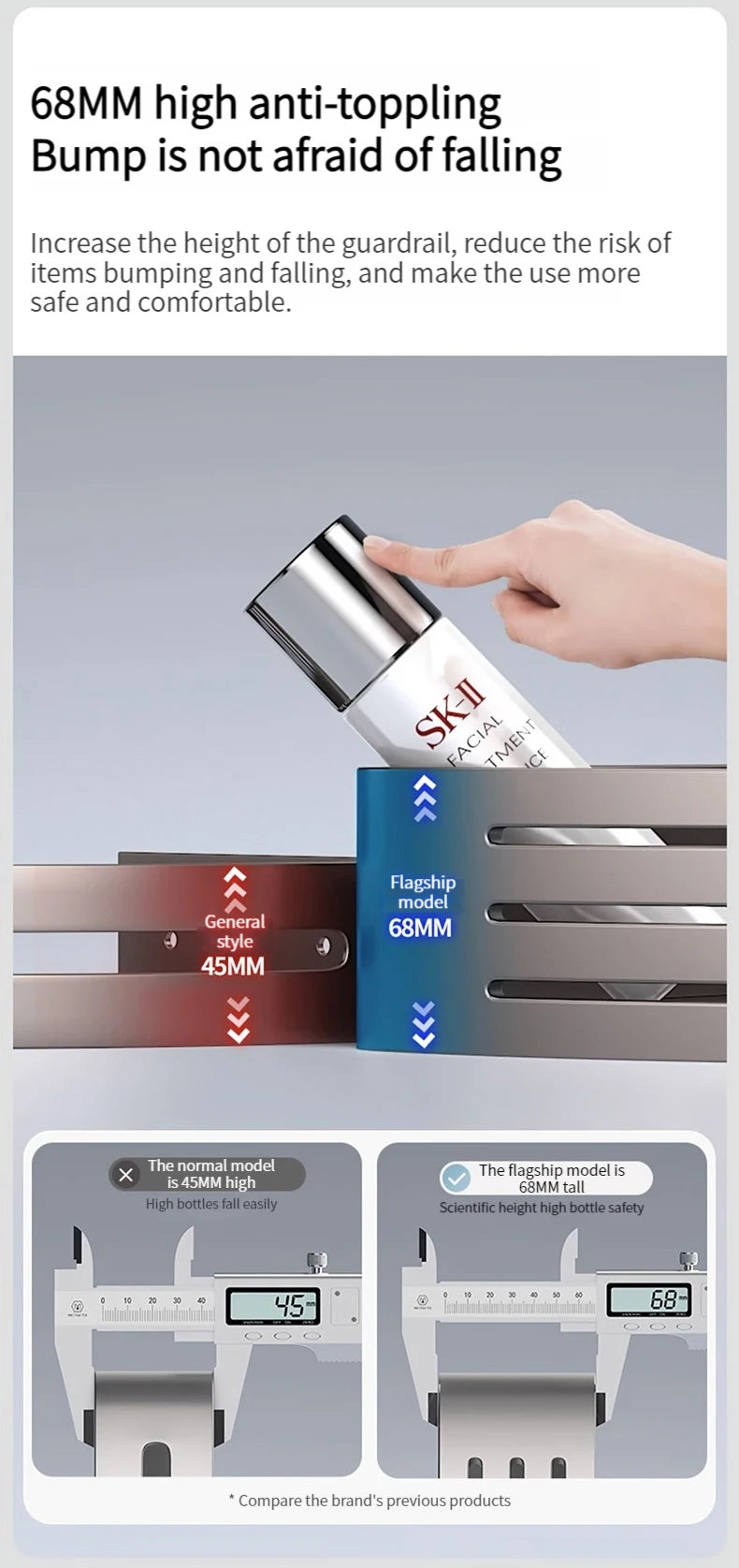 No-Drill Aluminum Bathroom Shower Shelf
